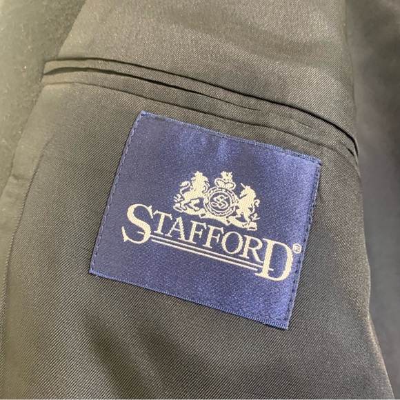 Stafford Formal Suit Blazer Black Camel Hair Wool Sport Coat Blazer Size 42L. - Picture 11 of 13